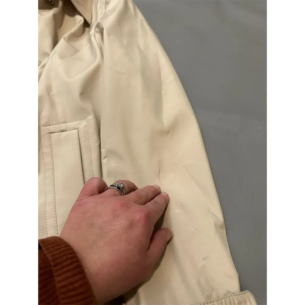 Nine West Women's Beige Trench Coat Size‎ Small Long Button-Up Casual